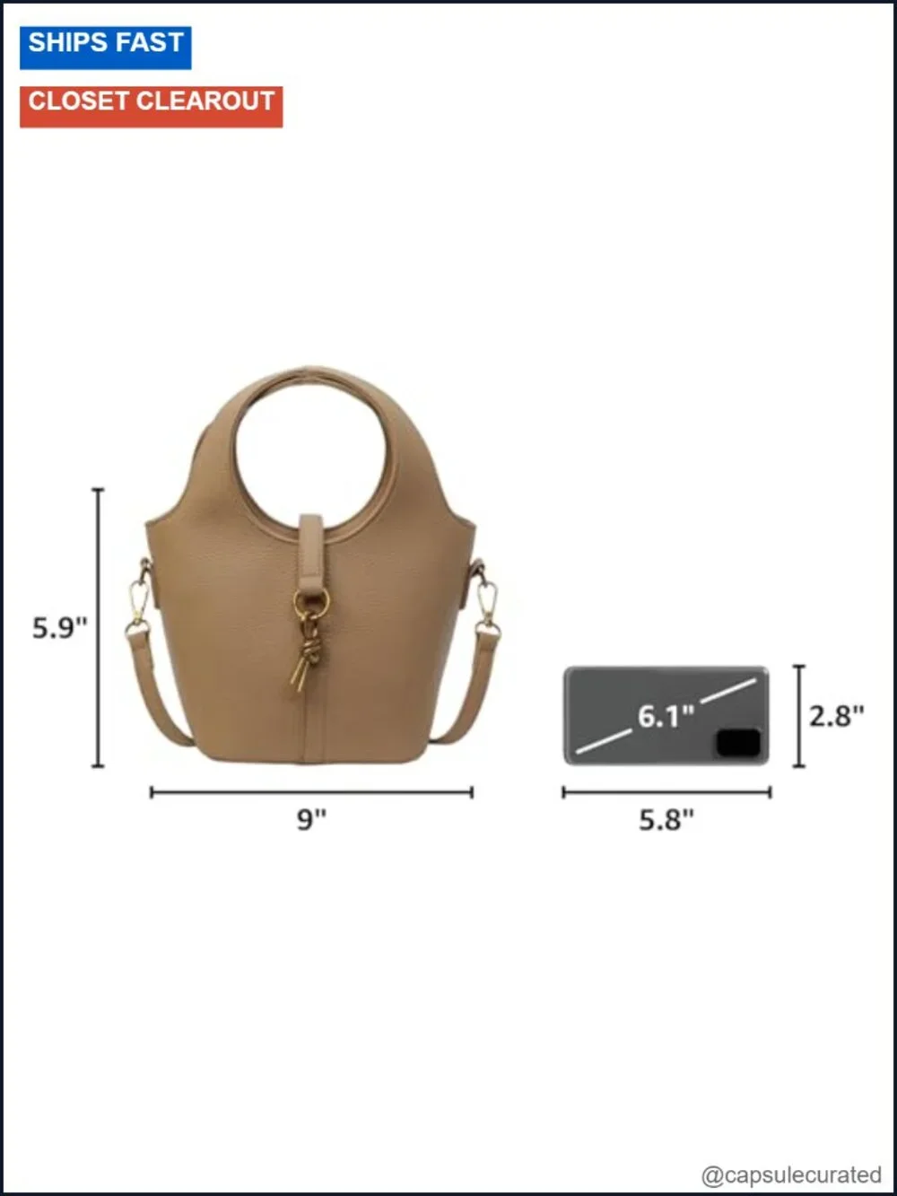 Women Bucket Bag PU Leather Hobo Shoulder Crossbody Vintage Tote Handbag Purse
